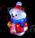 Светодиодная фигура "Снеговик в костюме Деда Мороза" 31см