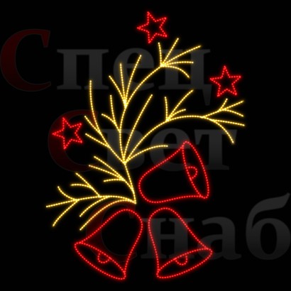 Световая консоль Колокольчики со звездами на еловой ветке