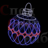 Светодиодная фигура "Елочный шар с узорами". Триколор