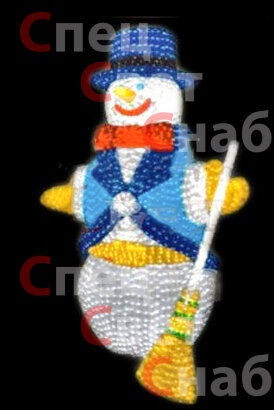 Светодиодная Композиция "Светодиодный Снеговик с метлой. Акриловый." 2 м
