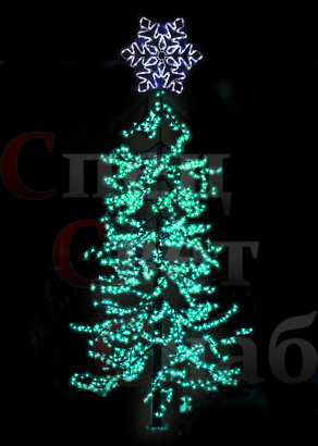 Елка светодиодная с макушкой 2,5м Синее свечение