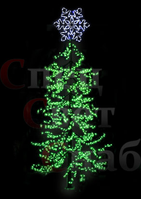 Елка светодиодная с макушкой 2,5м Зеленое свечение